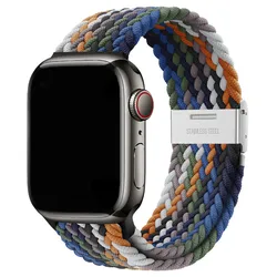 Braided Nylon Strap for Apple Watch - Vibrant and Durable Bracelet (Cowboy Colorful)