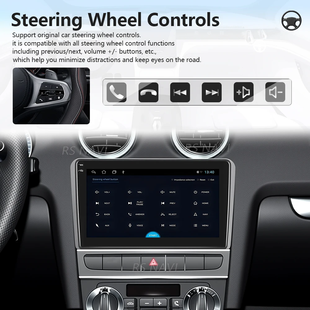 Autoradio multimediale con navigatore GPS Android 16 Carplay Plug and Play per Audi A3 8P 2003-2013, stereo con video. - immagine 2