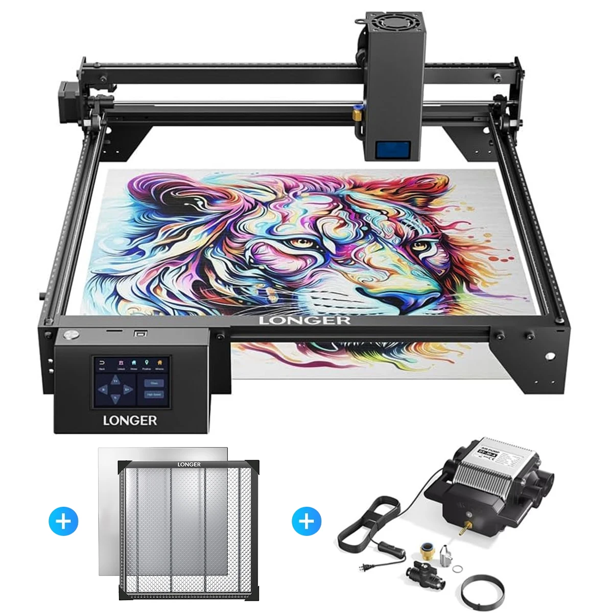 RAY5 20W Laser Cutting Engraving Machine + Air Pump Assist KIT + 500mm Honeycomb Working Table DIY Desktop CNC Engraver Cutter