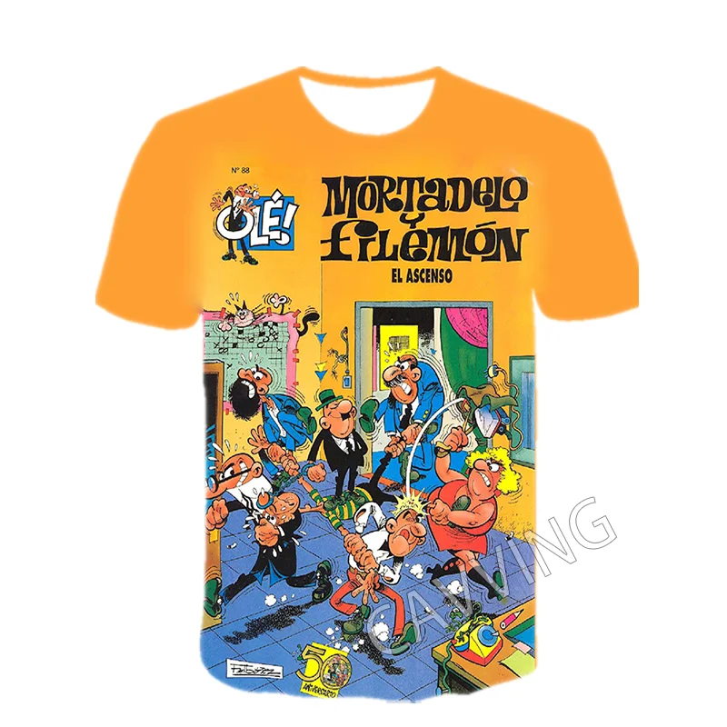 Stylish 3D Print Mortadelo y Filemón Graphic Casual T-Shirts - Unisex Harajuku Hip Hop Tops