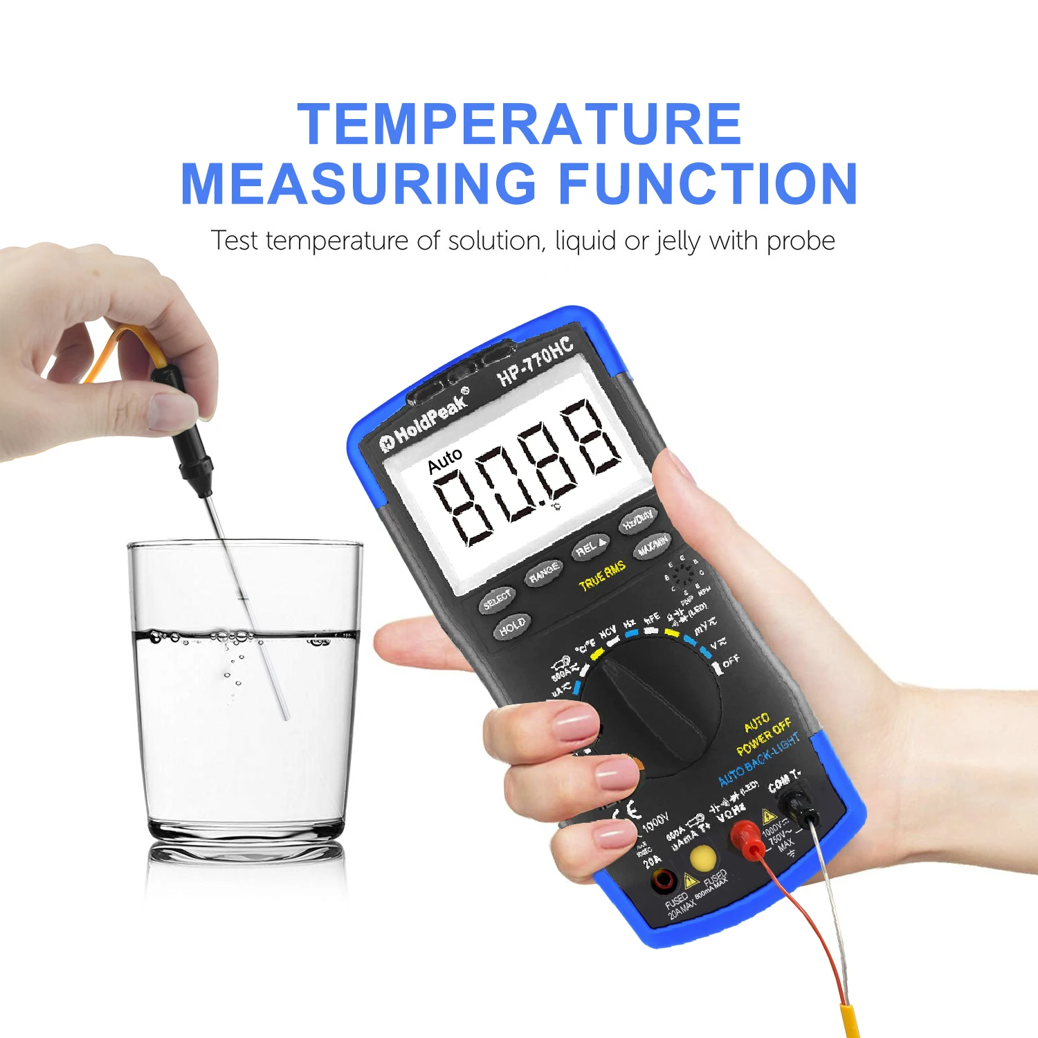 

High quality HoldPeak HP-770HC Digital Auto Range Multimeter AC DC Voltage Multimeter Temperature/ Frequency/ Duty Cycle RMS