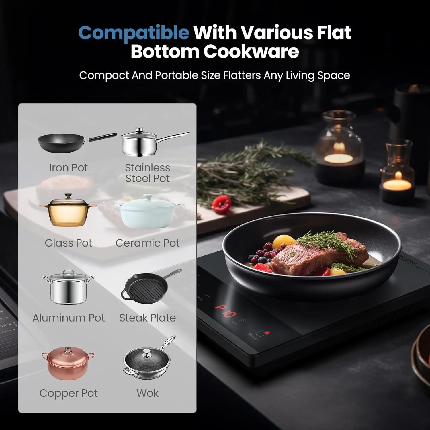 Electric Hot Plate Single Burner Portable Ceramic Cooktop For Cooking Ultra-thin Electric Stove Infrared Burner Cooker 1800W