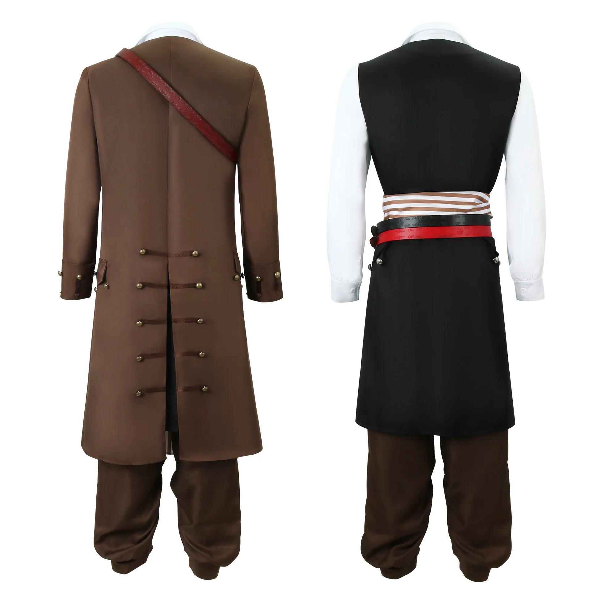 Movie Pirates of the Caribbean Cosplay Costume Captain Jack Sparrow COS Full Suit Set Halloween Party Performance Wear for Men