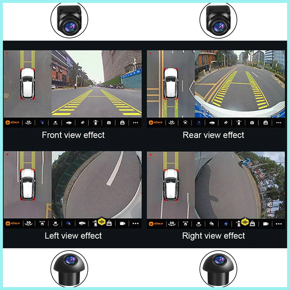 360 Panoramic Camera 1080P 360&deg; Panoramic Camera HD Rear / Front / Left Right 3D 360 Bird View Panoramic Accessories For Car Android Radio