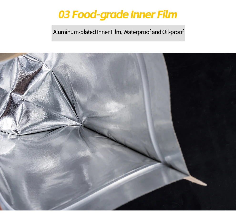 50 Stück Kraftpapier-Standbeutel, Aluminiumfolie, Druckverschlussbeutel, selbstdichtende Aufbewahrungsbeutel für Kaffee, Nüsse, Kekse, Gewürze – Detail 9