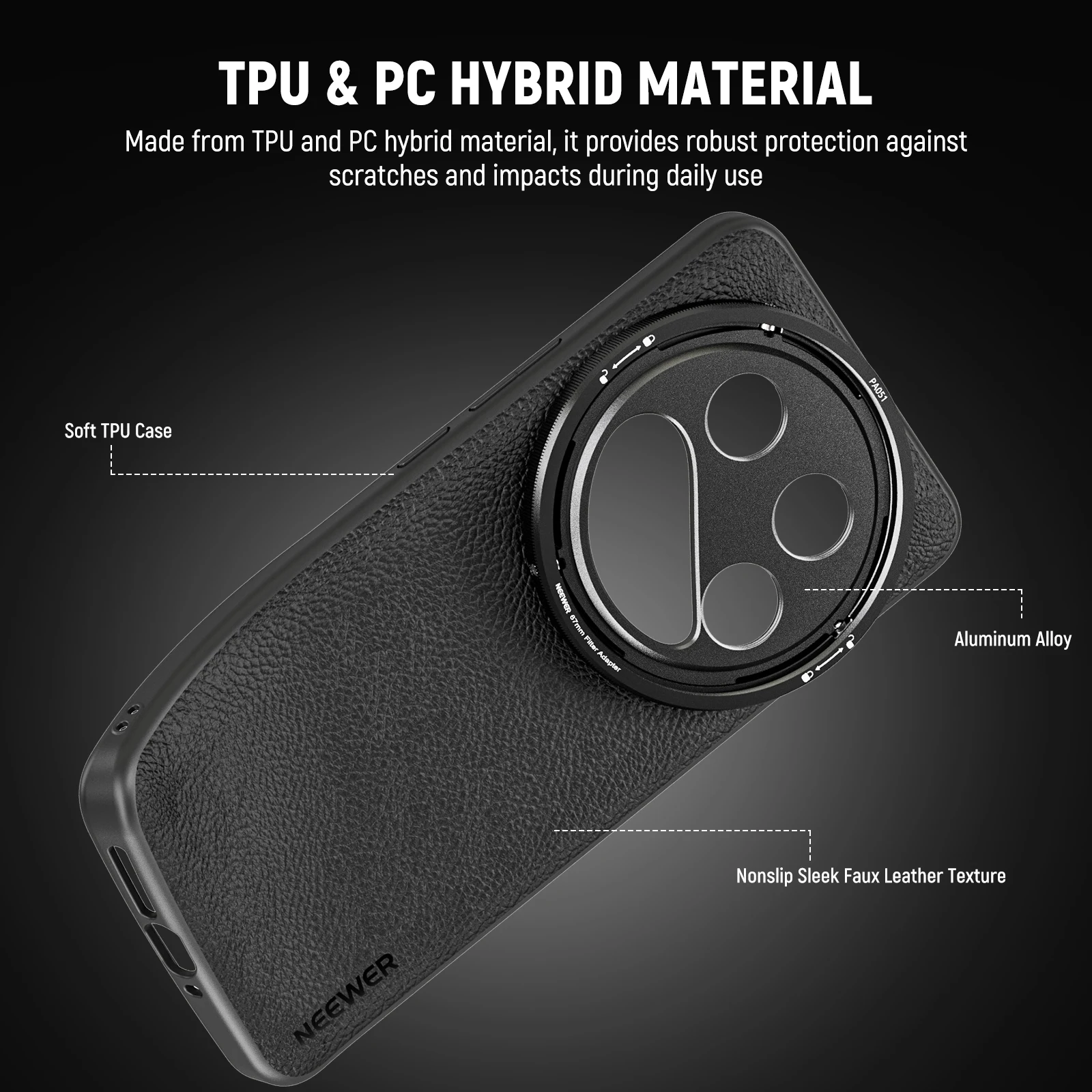NEEWER Phone Case For S25 Ultra With 67mm Filter Adapter & 17mm Thread Phone Lens Mount Compatible With Neewer Phone Lens PA092 Tpu And Pc Hybrid Material Phone Case - View #4