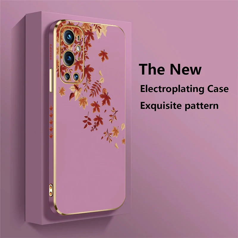 Elegant Shockproof Silicone Soft Plating Back Cover with Fashion Leaves Design