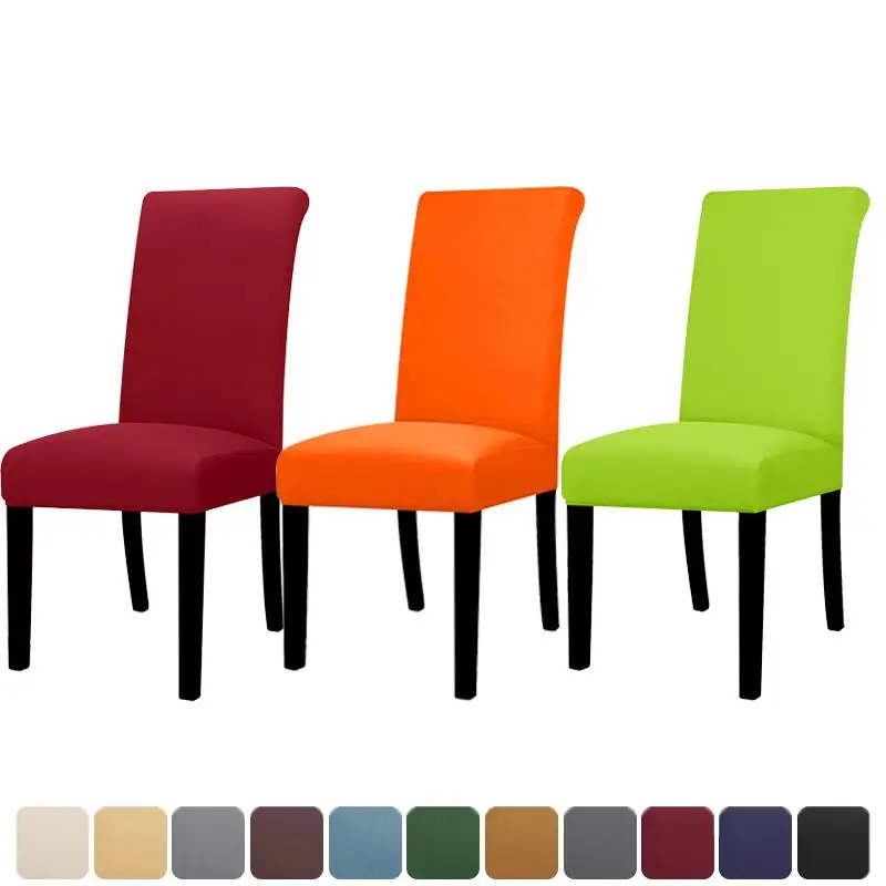 Chair Cover Solid Color Chair Cover Kitchen Dining Elastic Chair Slipcover Furniture Protector Wedding Office Living Room Hotel Home Decor