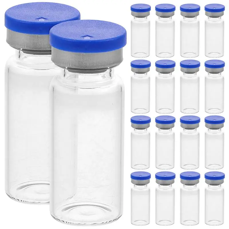 20 Pcs 10ml Glass Clear Experiment Bottle Sample Glass Bottles Liquid Travel Containers Transparent Vial Sterile Vials Cap