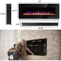 50 Inch Ultra-Thin Electric Fireplace, Multicolor Flame, Timer, Low Noise  Recessed and Wall Mounted Linear Fireplace Heater 2