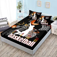 Basketball Boys Fitted Sheet Set Twin Full King Bed Fitted Sheets for Kids Teens Football Bed Set with Pillowcase Bedroom Decor 1