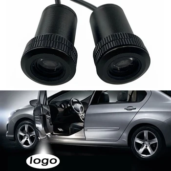 2 Pezzi Proiettore LED Universale HD con Logo, Luce di Cortesia per Portiera Auto, Kit Lampada Decorativa con Emblema, Accessori Auto