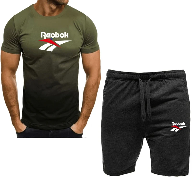 2024 men's popular T-shirts and shorts, printed short sleeved sports T-shirts, running fashion, summer 2024