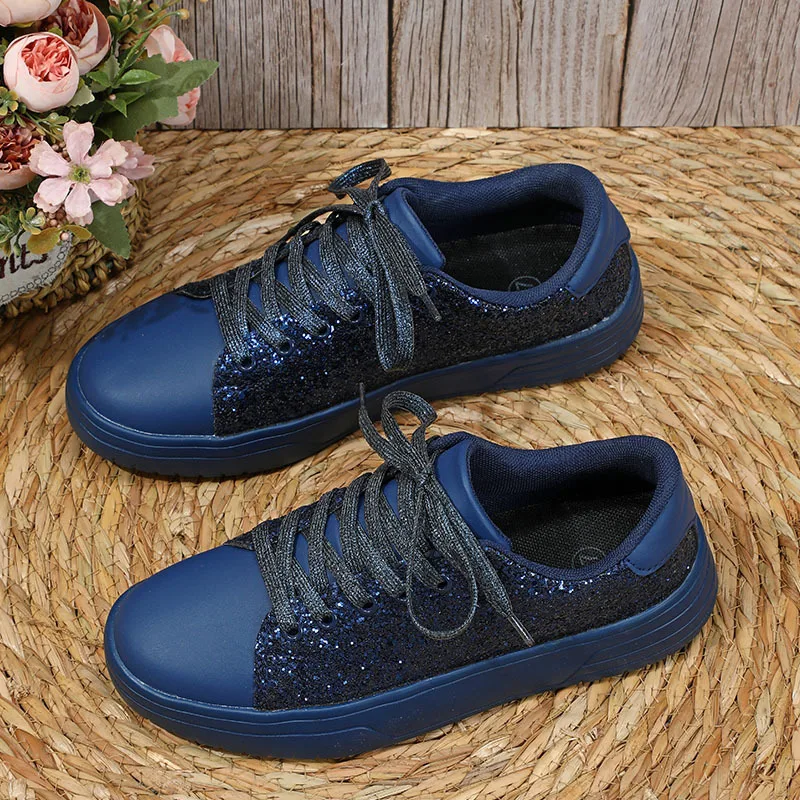 Shoes Woman 2024 Trend Casual Bling Soft PU Comfort Breathable Women Sneakers Flats Platform Sport Ladies Trainers Plus Size 44