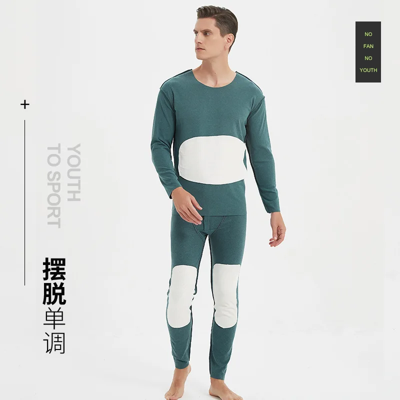 Winter Long Johns Men Thermal Underwear Sets  solid color keep warm Seamless Thermal Pants Clothes Big Large Waist XL-7XL