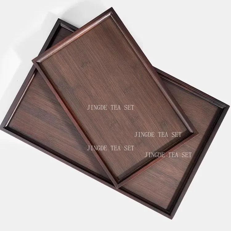 Rectangular Solid Wood Tray Household Wooden Gap Trays Chinese Walnut Colored Storage Tray Grill Pan Plate Fruit Platter