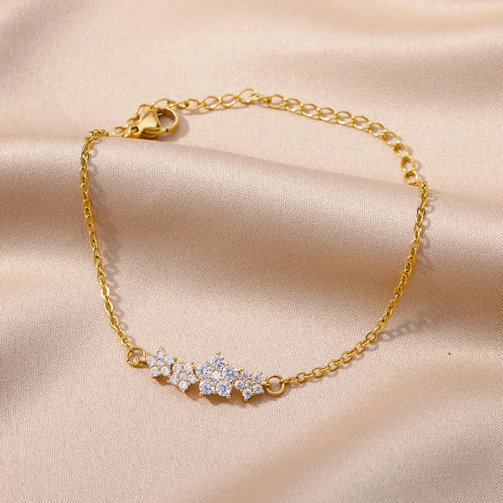 Crystal Zircon Star Bracelets Women Fashion Gold Plated Stainless Steel