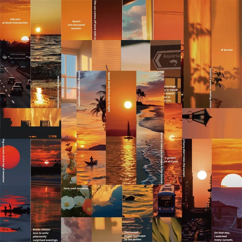 30pcs Sunset Scenery Bookmarks Pages Marked Paper Cards Creative Bookmarks Reading Pages Book Bookmark Student Supplies