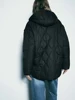 TRAF Women's New Hooded Jacket Autumn and Winter Zipper Long Sleeve Warm Solid Color Cotton Clothing Fashionable Women's Tops 6