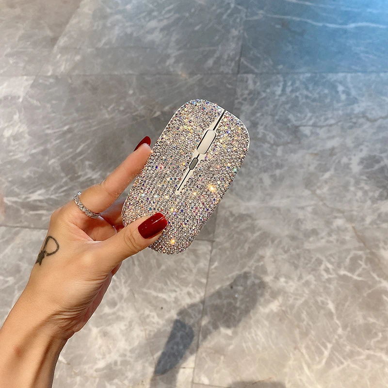 

Diamond-Embedded Wireless Mouse Mute Laptop Computer Personalized Mouse Trendy Girls' Office Applicable Universal