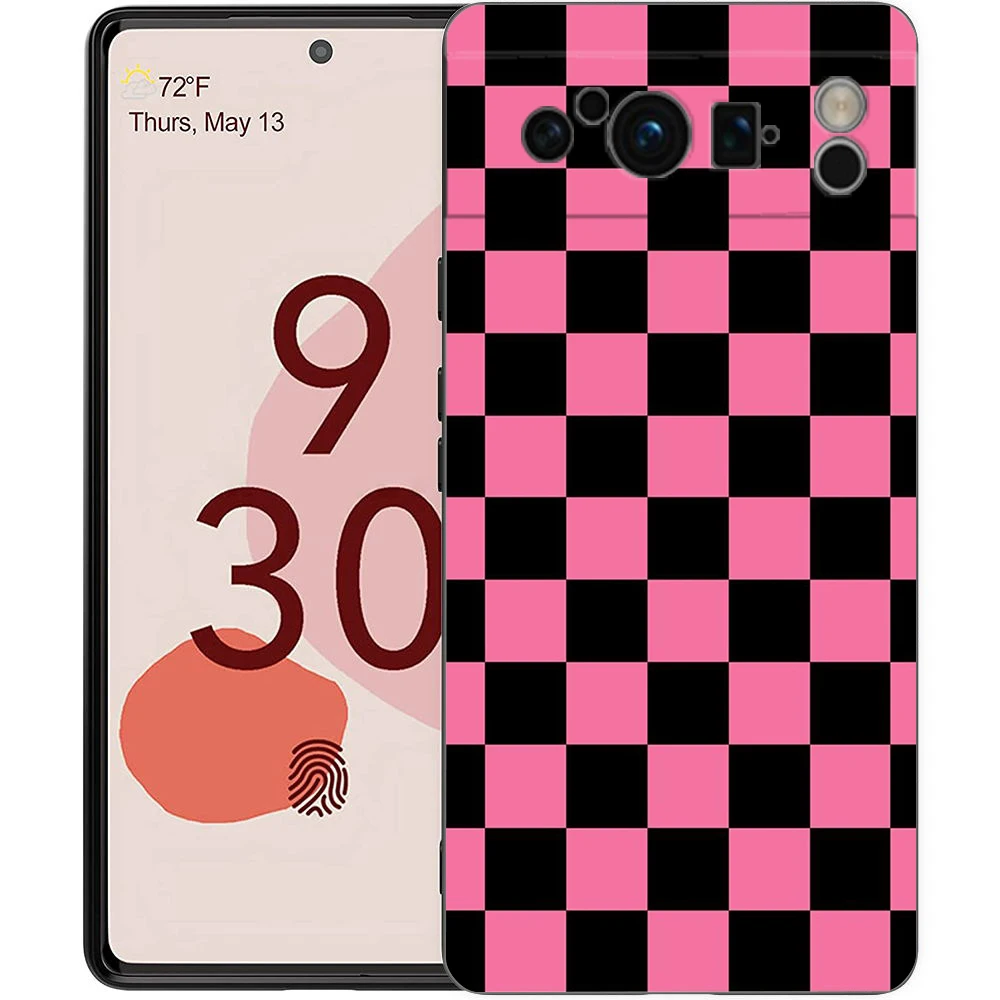 Elegant Checkerboard Chess Board Design Soft Black TPU Phone Case - Luxury Back Cover