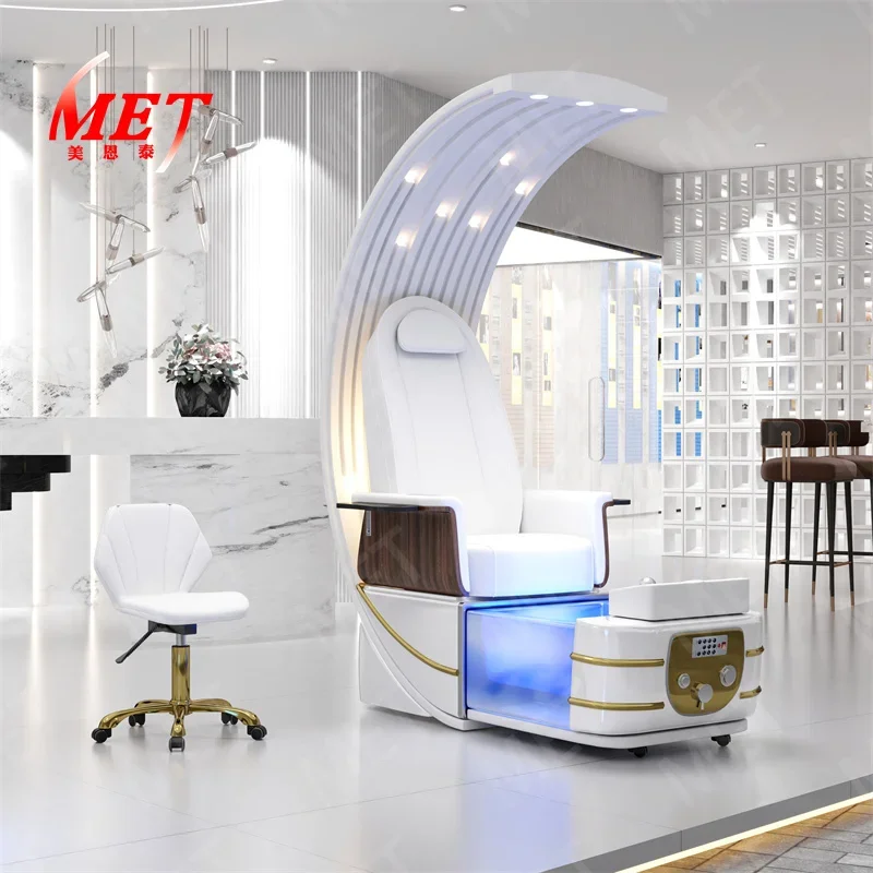 Unique Nail Salon Creative Design Manicure Moon Shaped Pedicure Chair Modern Electric Foot Spa Chair 3