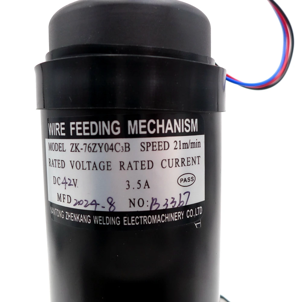 DC24V 42V 76ZY-04 Wire Feeder Motor 1.0-1.2mm 2.0-21m/Min Double Drive Mig Wires Feeding Assembly Motor With Tachometer Feedback 3