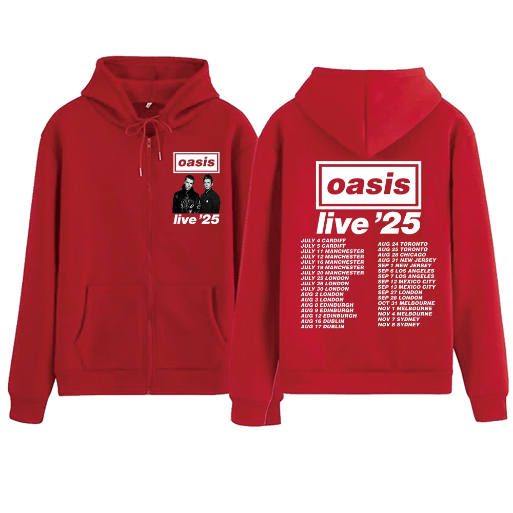Oasis Live 25 Tour 2025 Zip Up Hoodie for Fan Hoodies Sweatshirt
