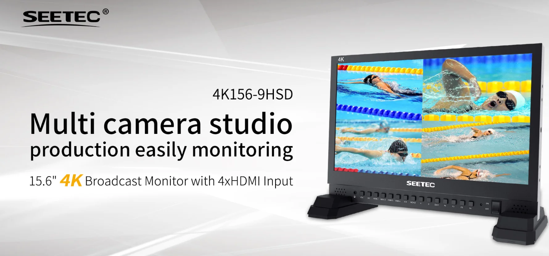4K156-9HSD 15.6" 4K Broadcast Monitor with IPS UHD 3840x2160 4xHD Quad Split Dis