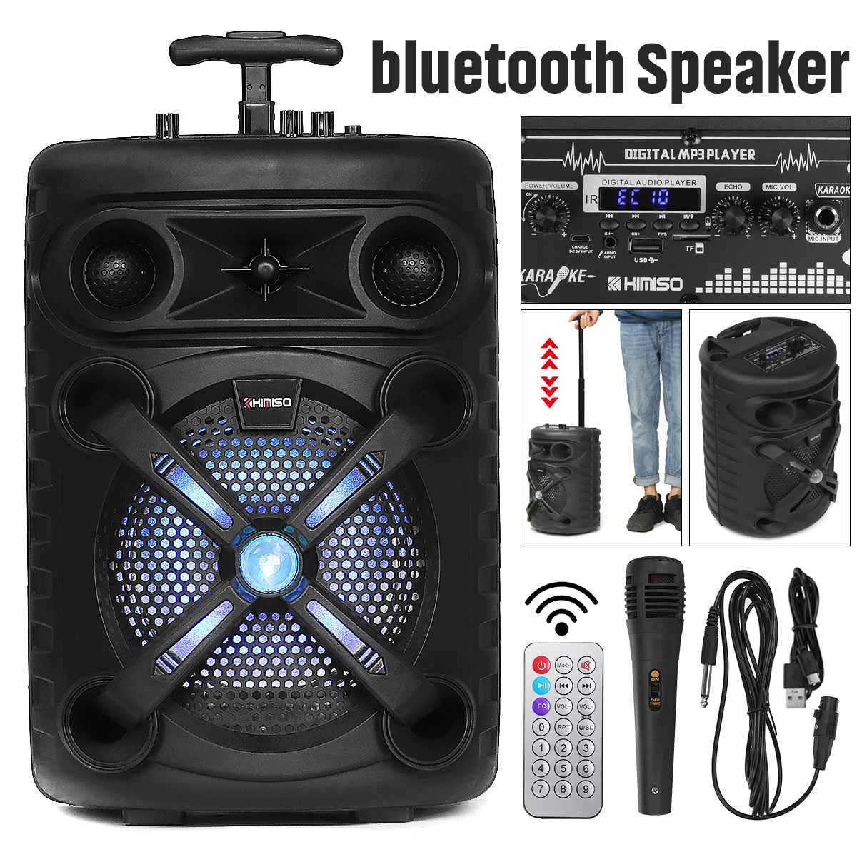 8 Inch RGB Portable Bluetooth Speaker Wireless Stereo Subwoofer Bass