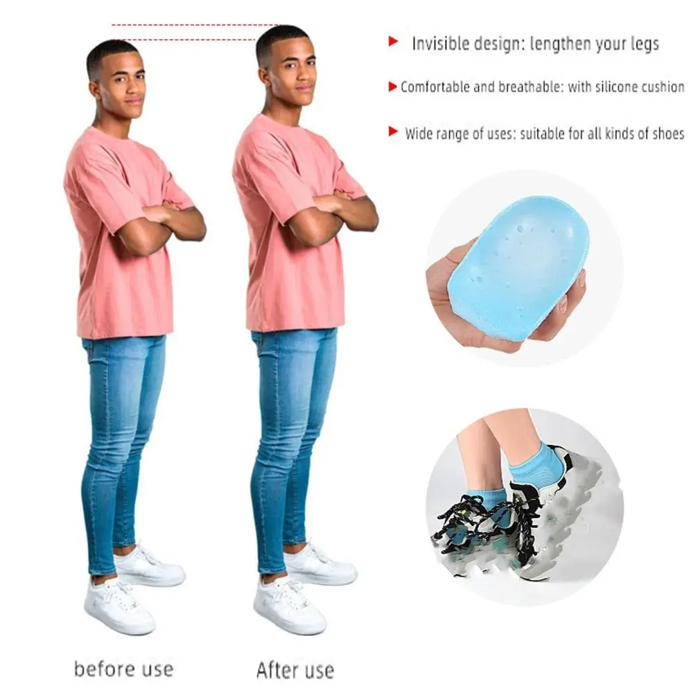 Unsichtbare Rizzsohlen Höhe max Socken Sport verdickte Sebs Fersen polster Anti-Rutsch 2.5/3,5 cm halbe Höhe erhöhen Einlegesohlen Frauen Männer – Detail 8