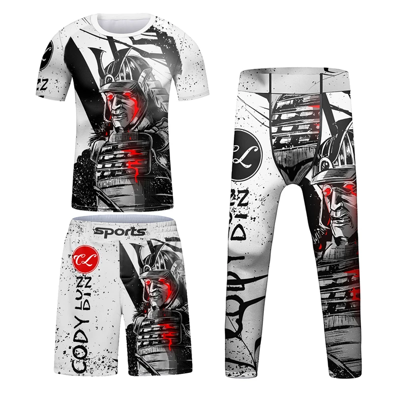 Kids Rashguard Jiu jitsu MMA T-shirt + Pant Sets Sportswear Rash guard BjJ Gi Kickboxing Jerseys Boy Children Muay Thai Shorts sports apparel
