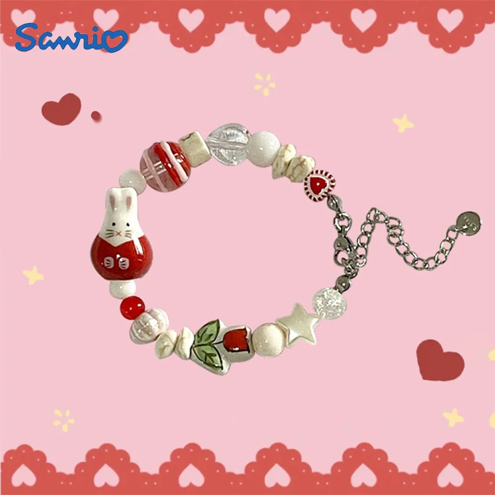

Браслет Sanrio Kitty Girl Аниме мультфильм Бисероплетение кавайные модные украшения для студентов и детей модные милые Изысканные Подарки для пар