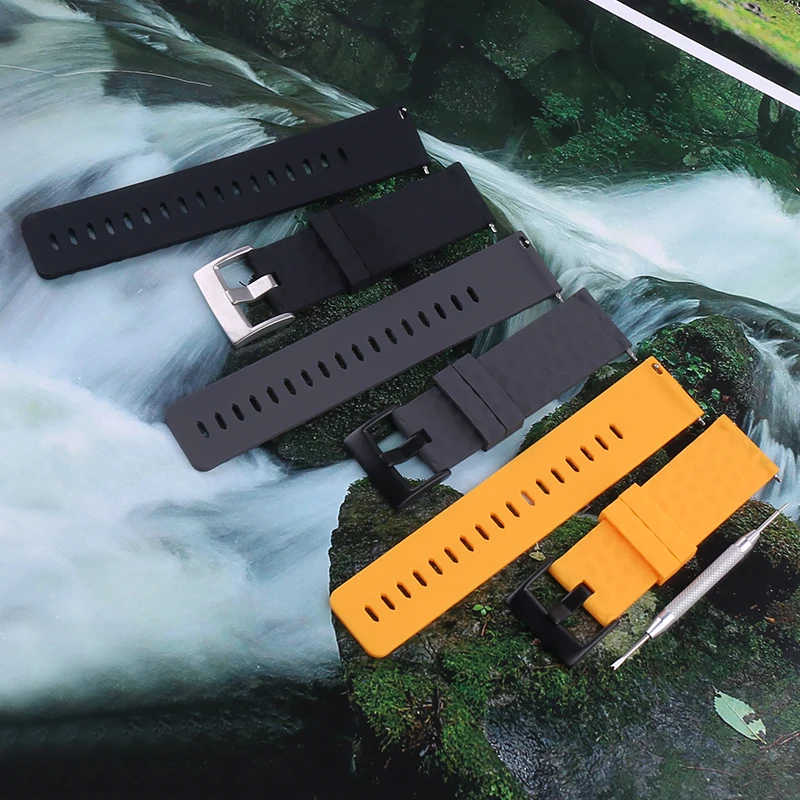 Waterproof Quick Release 24mm Silicone Smartwatch Band