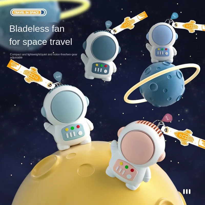 Cartoon Astronaut Handheld Mini Fan Portable Leafless Mute Student USB Charging Pocket fans Outdoors Mobile Air Conditioning |