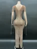 Transparent Long Diamond Dark Brown Party Dress Birthday Luxury Costume Fancy Brilliant Dancer Wedding Dress Impressive Dress 5