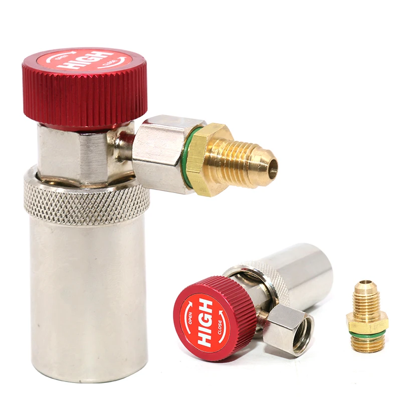 Car Air Conditioner Freon Refrigerant Adapter 1/4 SAE Adjustable High Pressure Quick Coupler