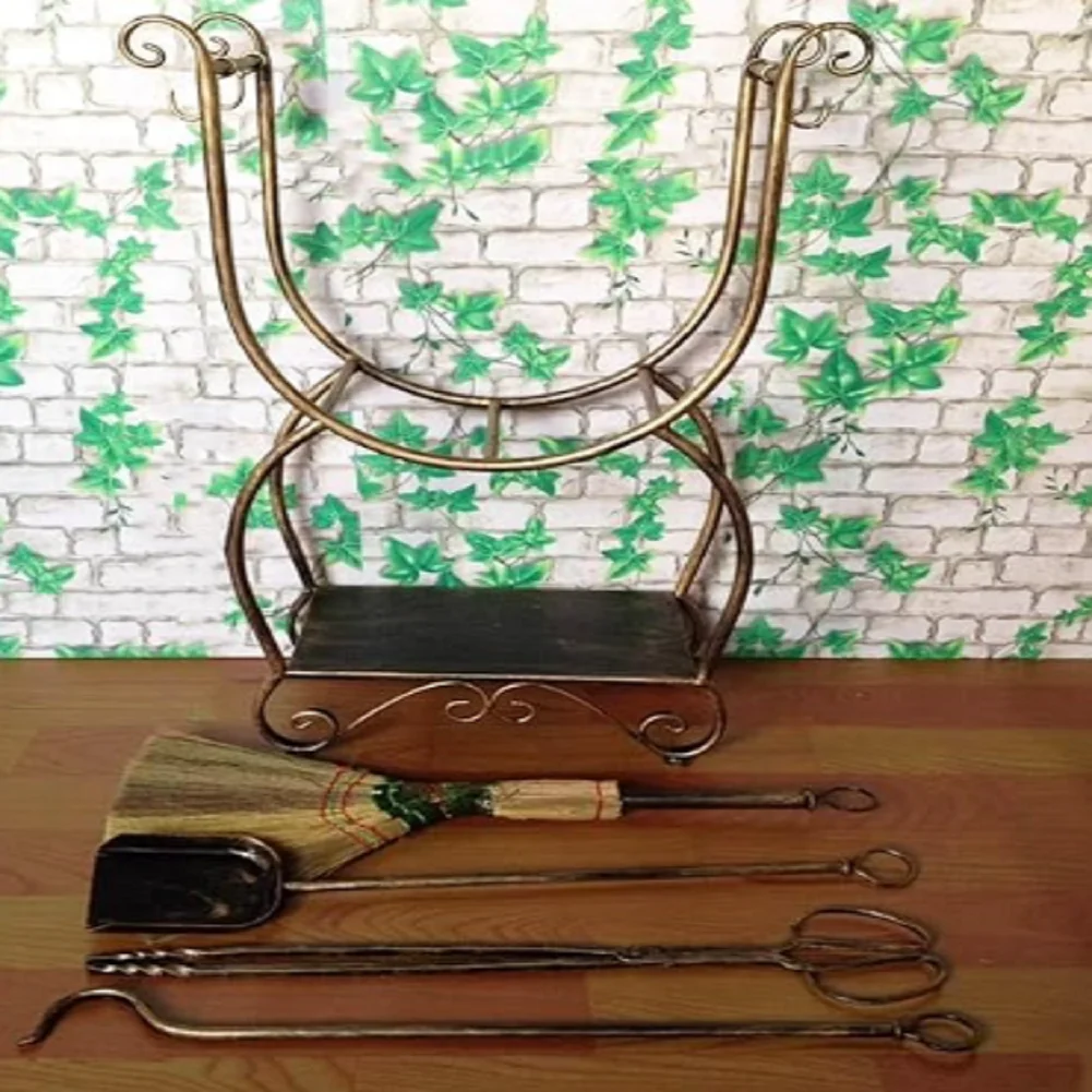 Metal Firewood Rack Set with Tools for Fireplaces