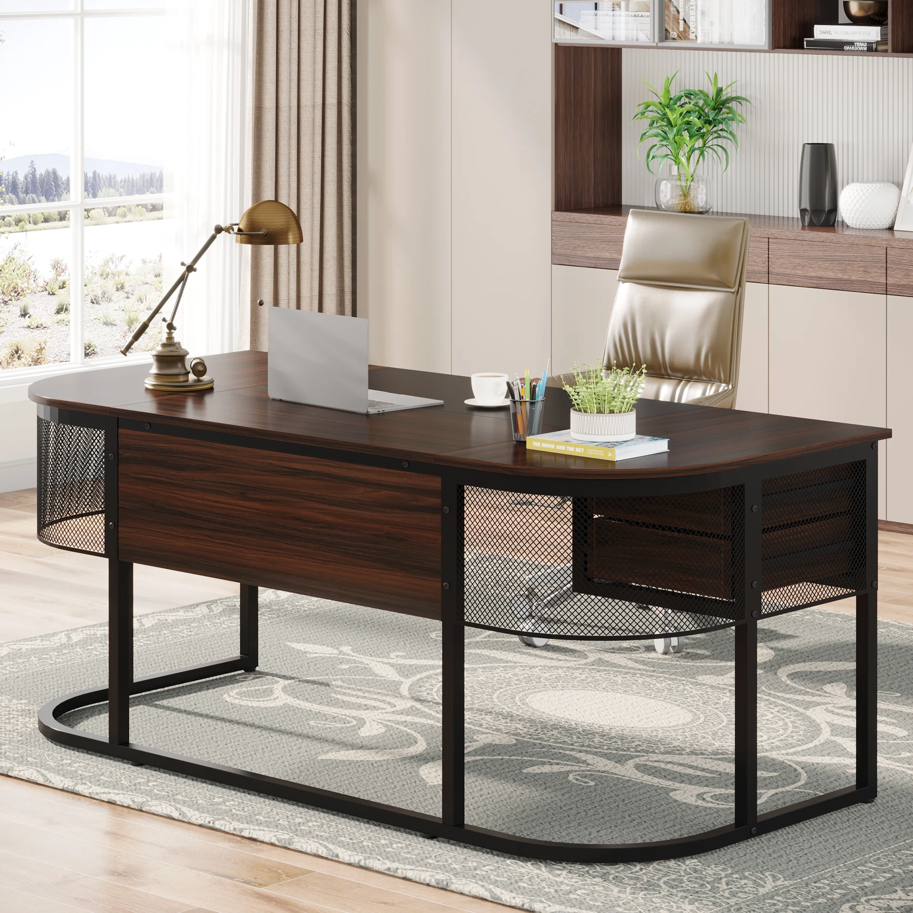 Tribesigns 63-Inch Executive Desk with 4 Drawers, Large Office Desk Computer Desk, Business Furniture Desk Workstation 4