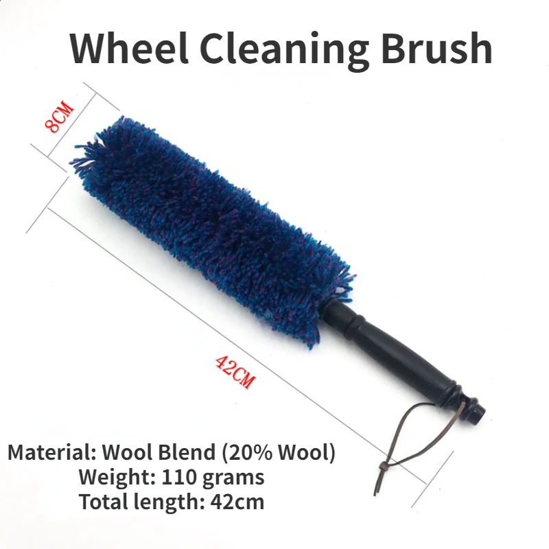 Duty Wheel Cleaning Brush for Rims Tires & More Long Bristles for Big Wheels Wool Bristle