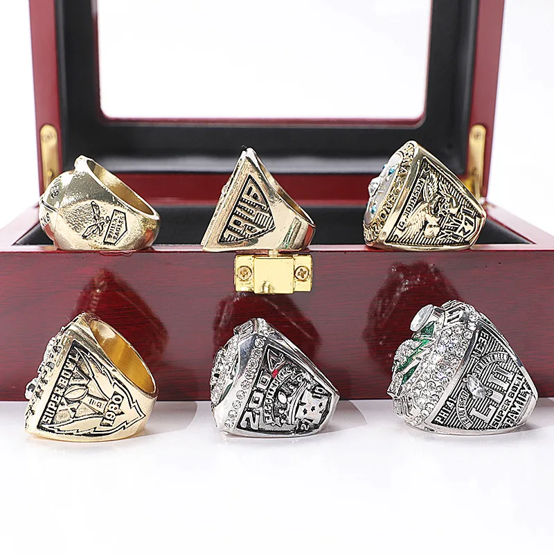 6pcs/set New Creative Champion ring Set souvenir Gift for Friends Ring rugby football Gift Fan souvenir ring 4