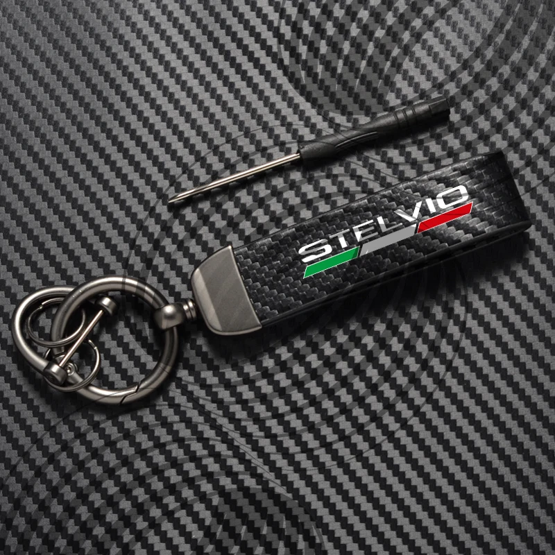 Carbon Fiber Leather and Zinc Alloy Keychain with Logo - Premium Car Accessory