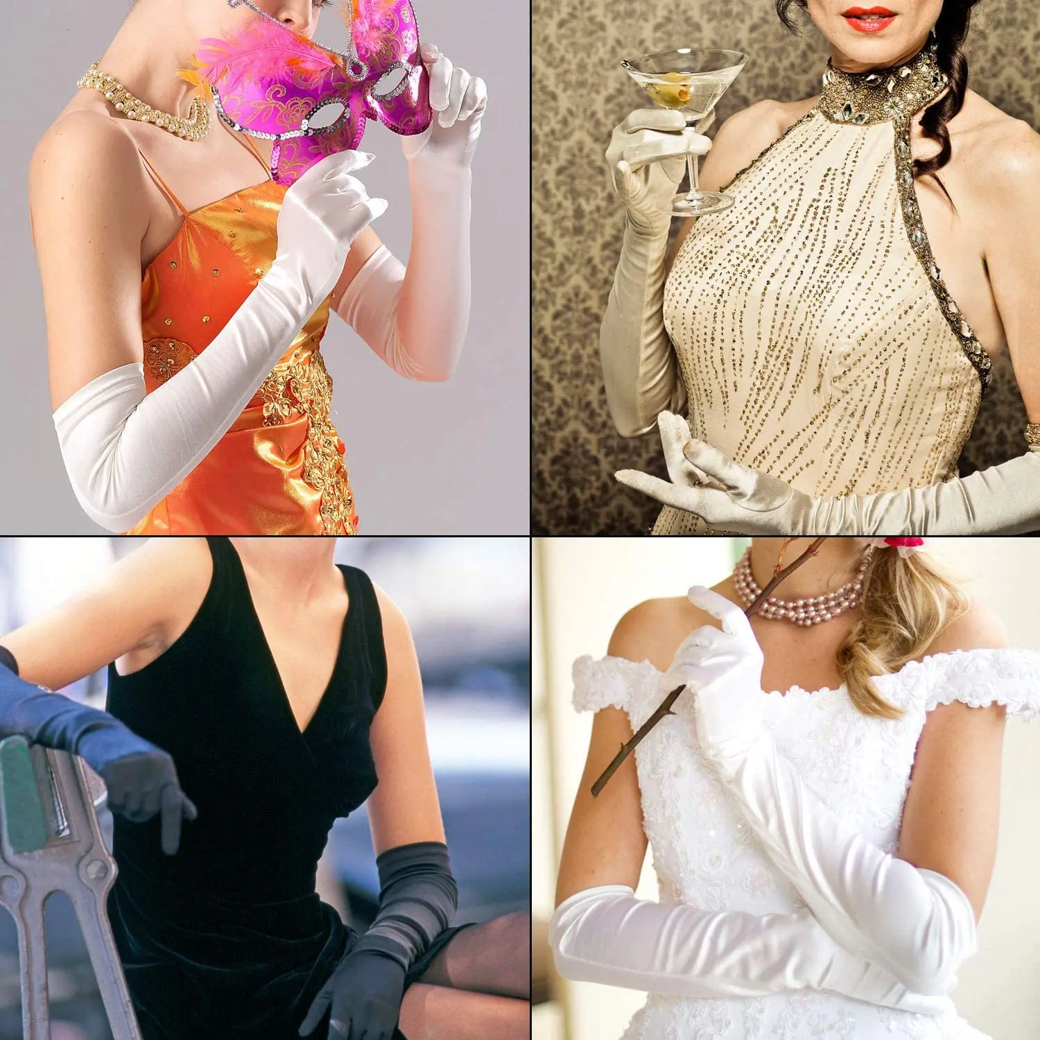 Elegant Purple Red Black White Bridal Party Gloves for Wedding Prom One Size Fashion Stretch Satin Opera Women purple gloves wedding dress gloves
