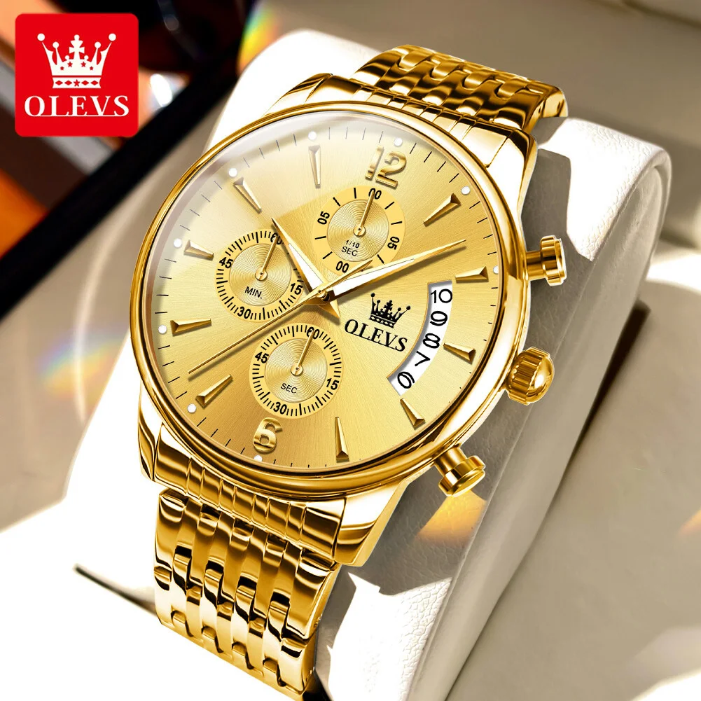 

OLEVS 2867 Top Brand Men's Watch Classic Luxury Gold Waterproof Luminous Timing Code Watch Stainless Steel Quartz Men's Watch