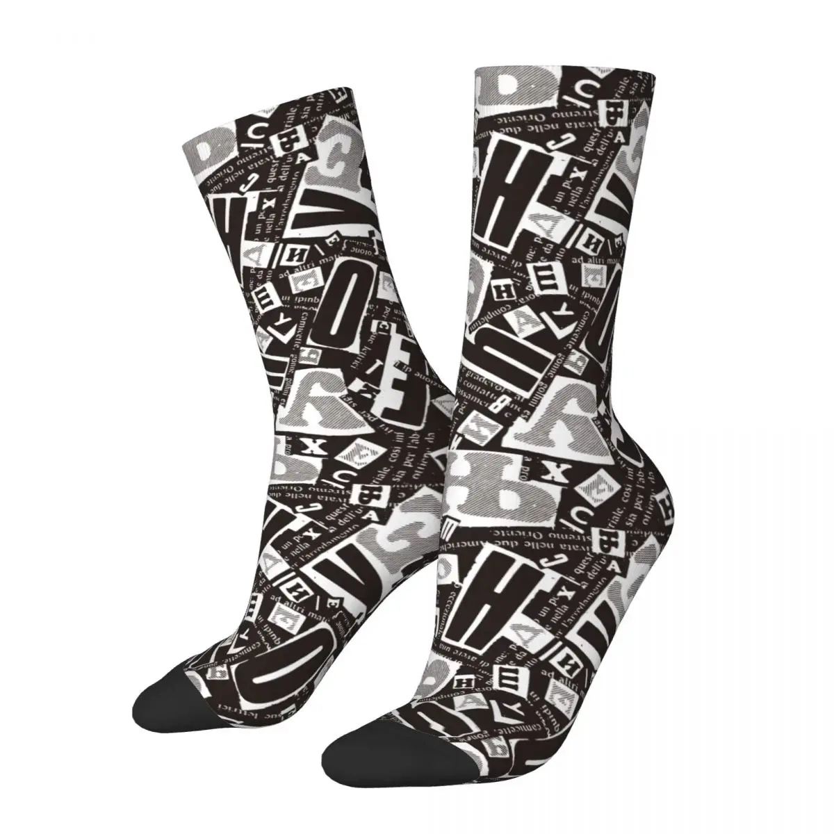 

Retro Urban Retro Style Football Socks Graffiti Letters Polyester Crew Socks for Women Men Non-slip