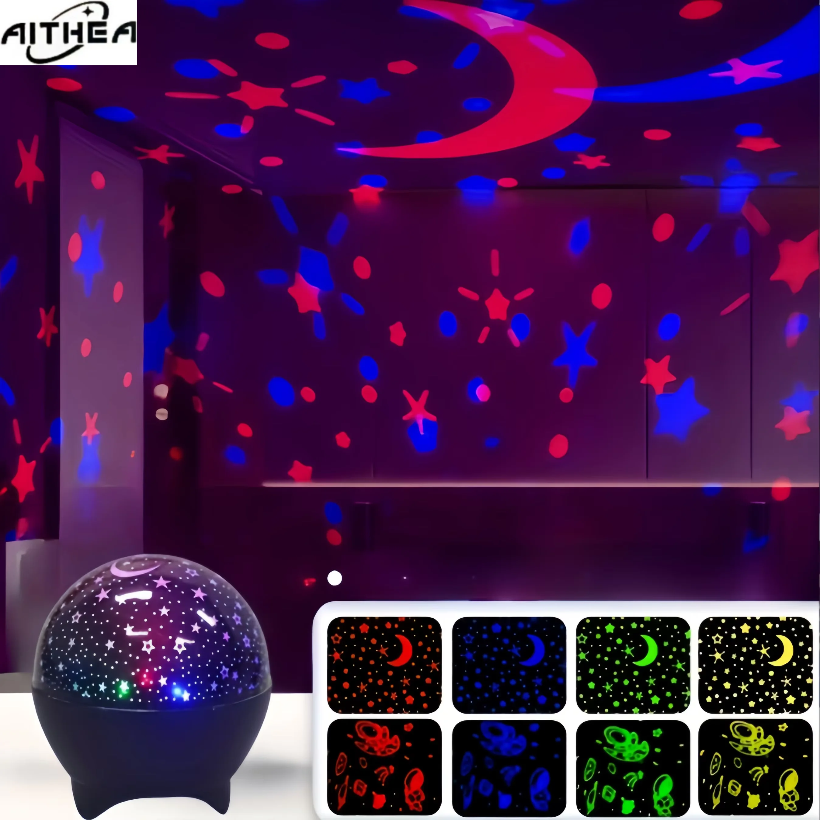 Starry Sky LED Projector Lamp - Galaxy Moon Ambient Lighting for Kids Room Decor & Gifts