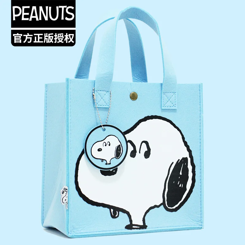 New Snoopy Kawaii Candy Color Felt Storage Bag Cute Large Capacity Anime Crossbody Bag Travel Cartoon Fashion Girl Toys Gifts
