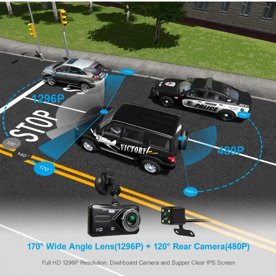 4inch Dashcam Smart Car Dvr Dual Lens Mini Universal Auto Camera 2 Channel Dash Cam Front And Rear Dual Lens 1080p Dash Cam