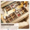 T4TREAM 48" Fluted Makeup Vanity Desk with Large 36" Mirror Lights Modern Glass Top Big Table 5 Drawers Adjustable Shelves Oak 5