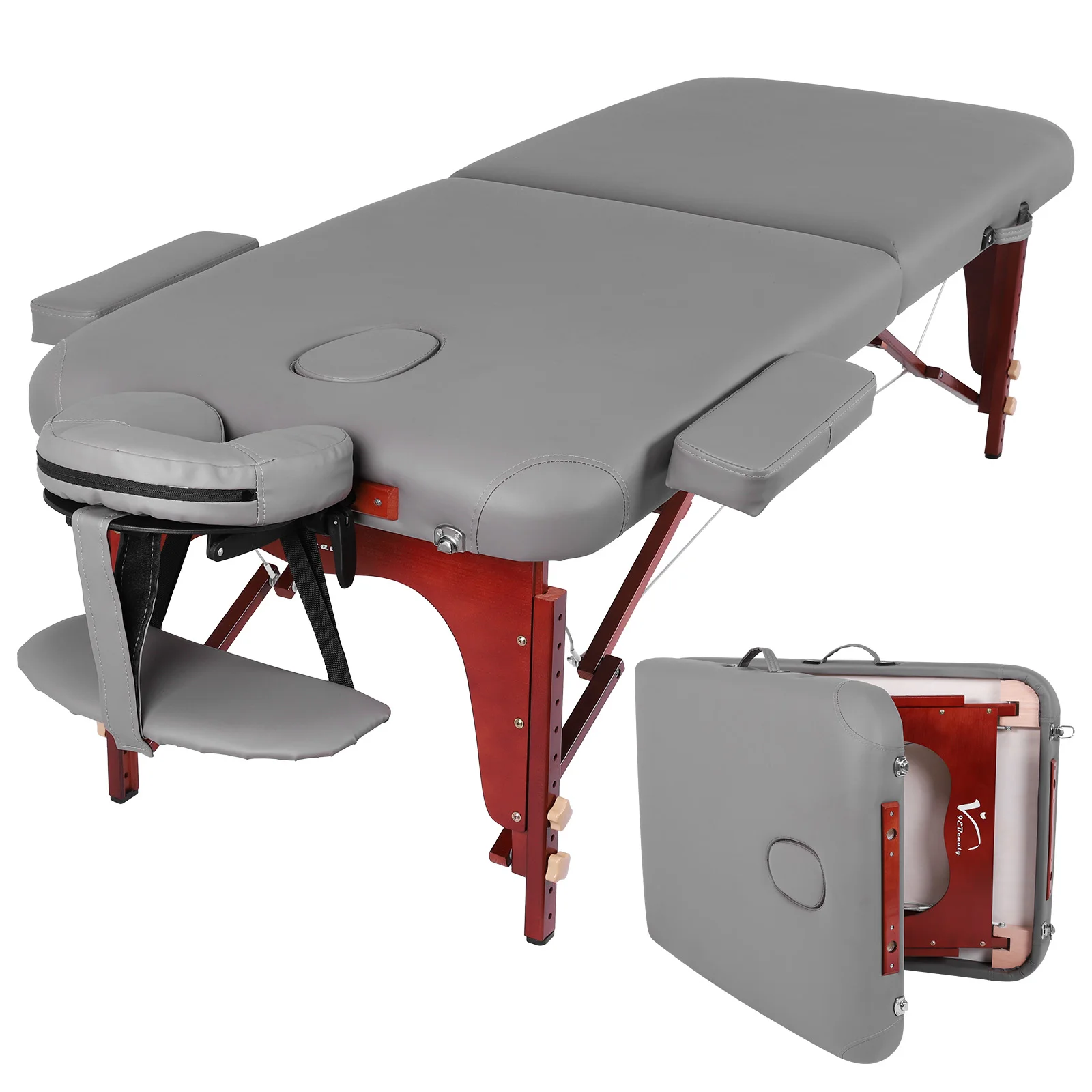 Portable Massage Table Height Adjustable Moxibustion Rehabilitation Bed with Headrest for Beauty Salons Physiotherapy Shops
